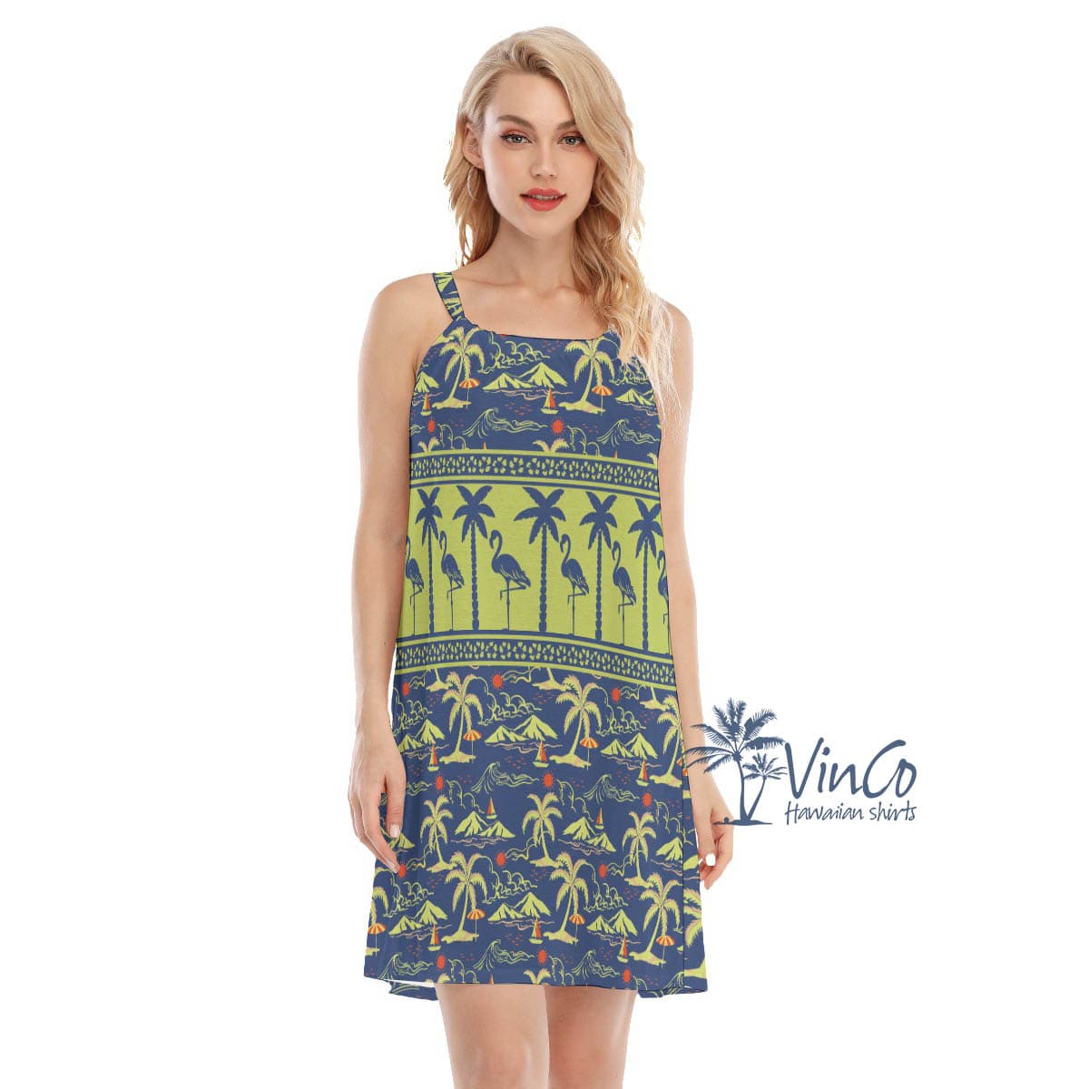 Womens Flamingo Hawaiian Dress For Summer (1)