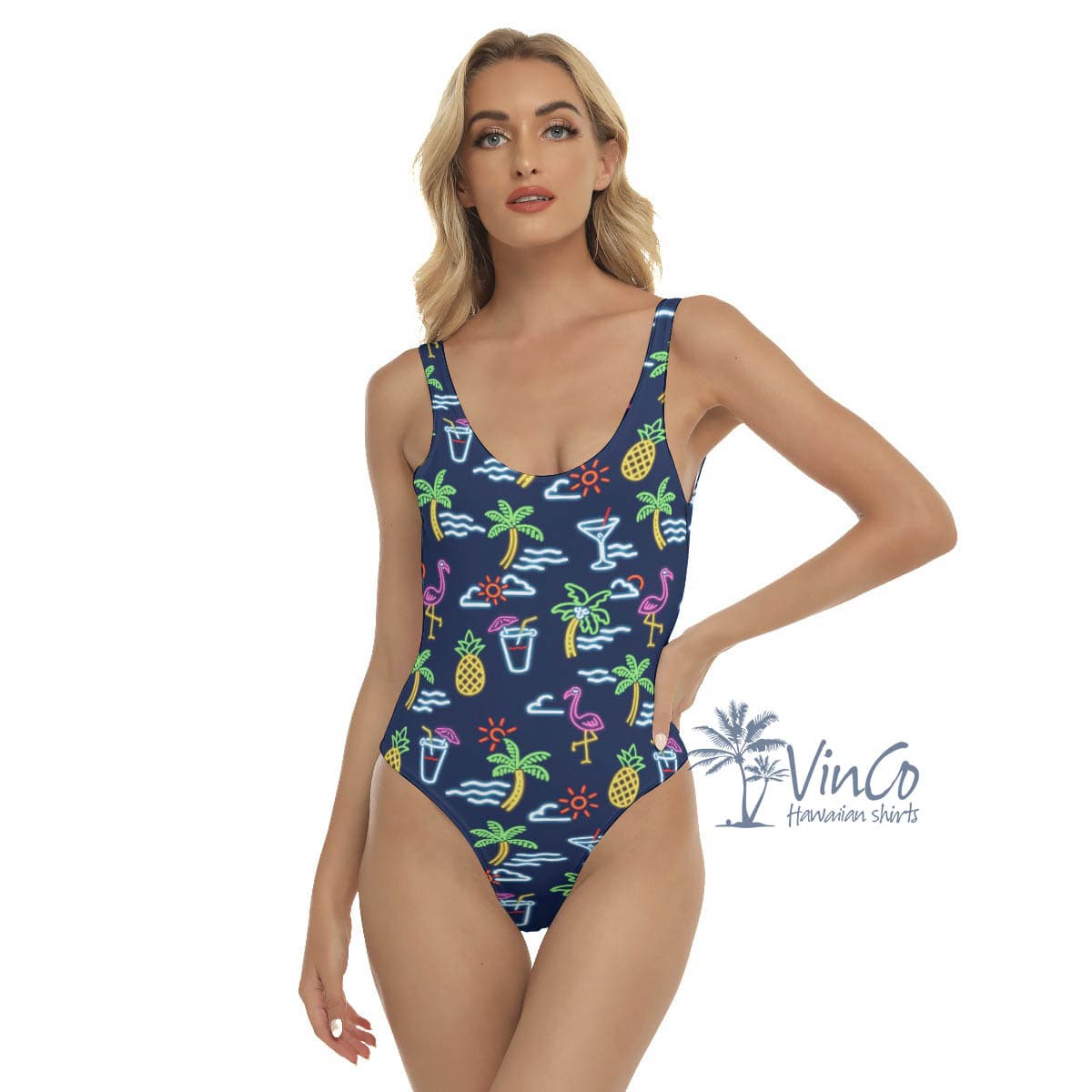 Women’s Flamingo Hawaiian One Piece Swimsuits (4)