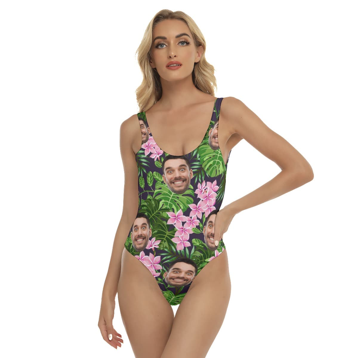 Women’s Hawaiian One Piece Swimsuit With Custom Face (1)