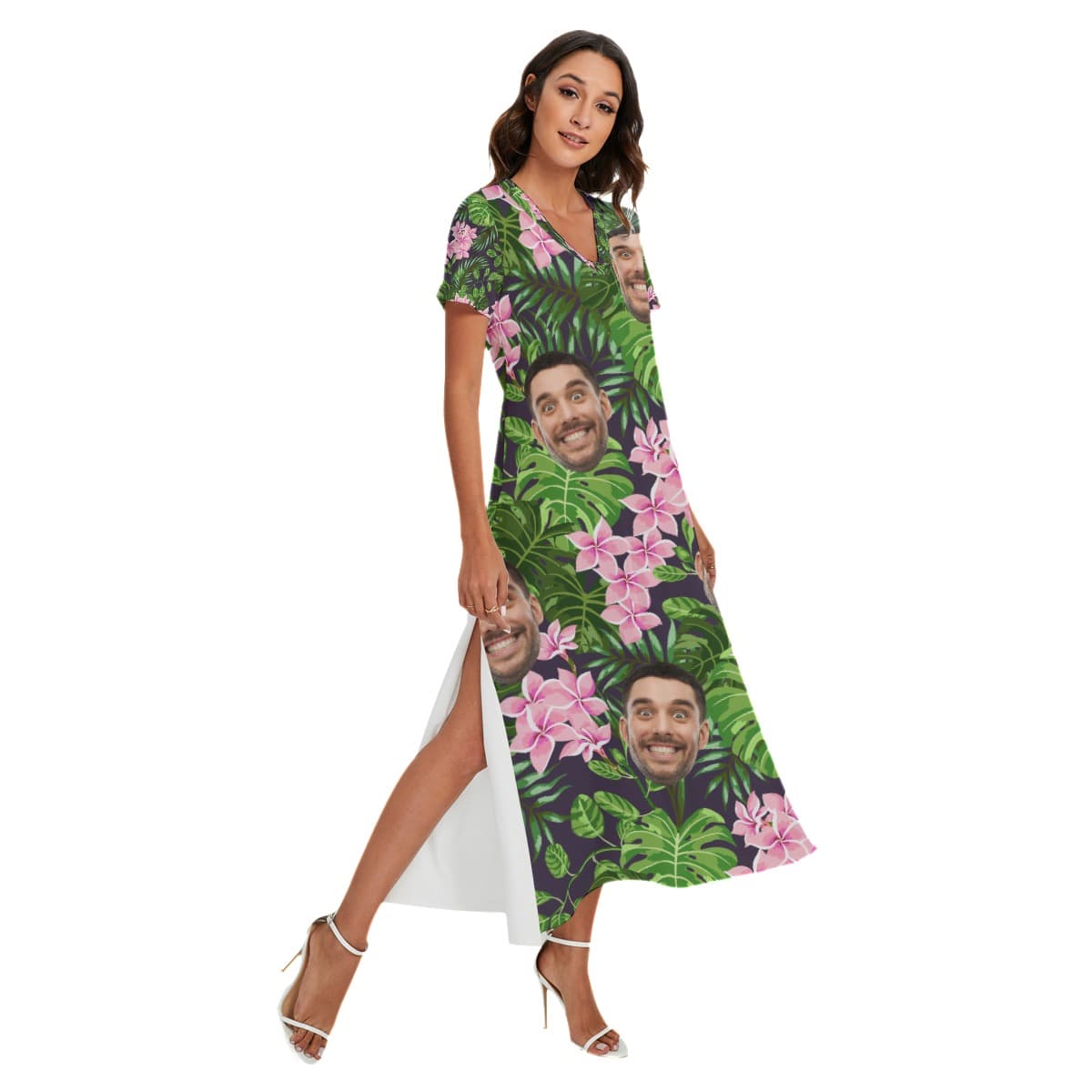 Women’s Long Hawaiian Dress With Custom Faces (2)