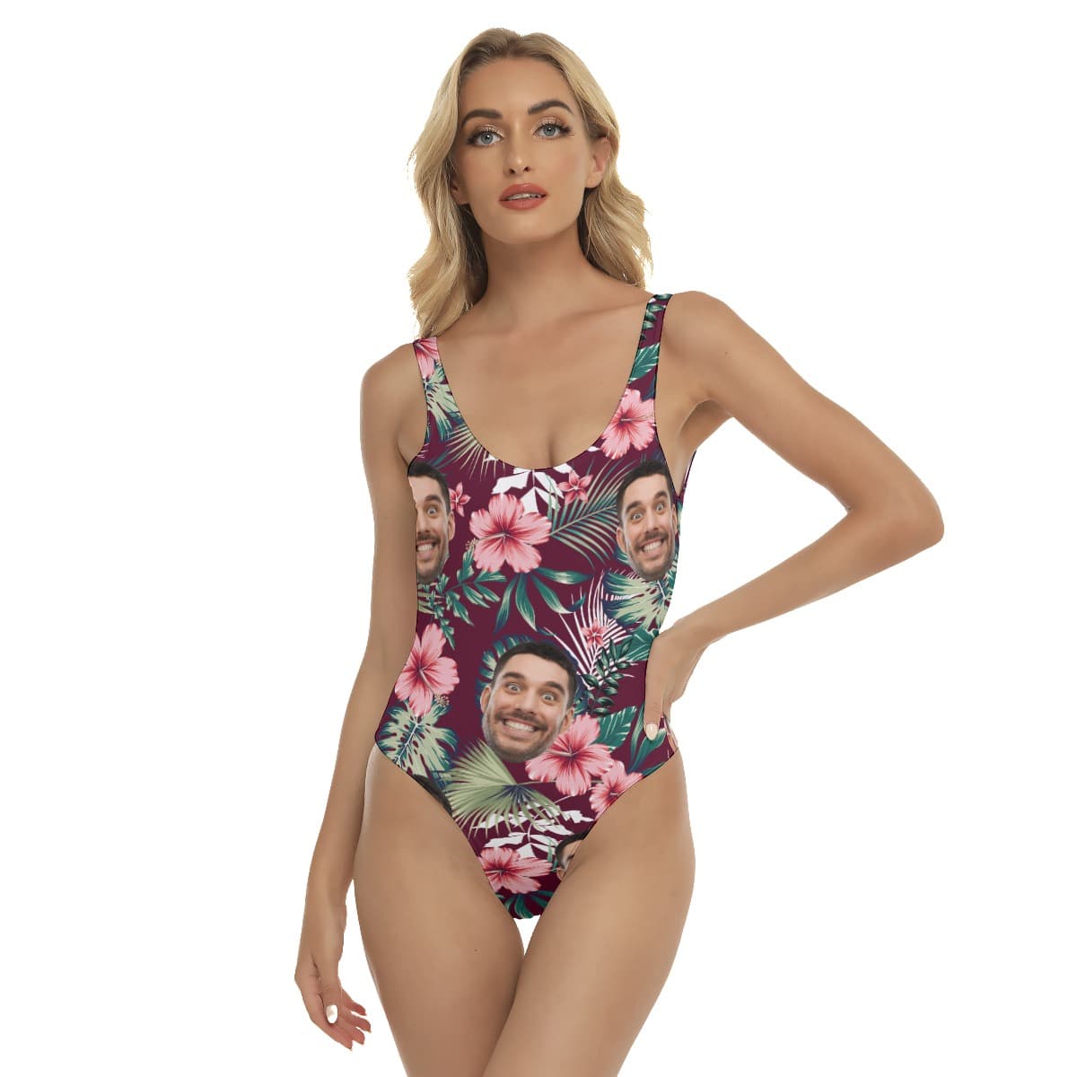 Women’s Personalized Hawaiian Swimsuit With Faces (1)