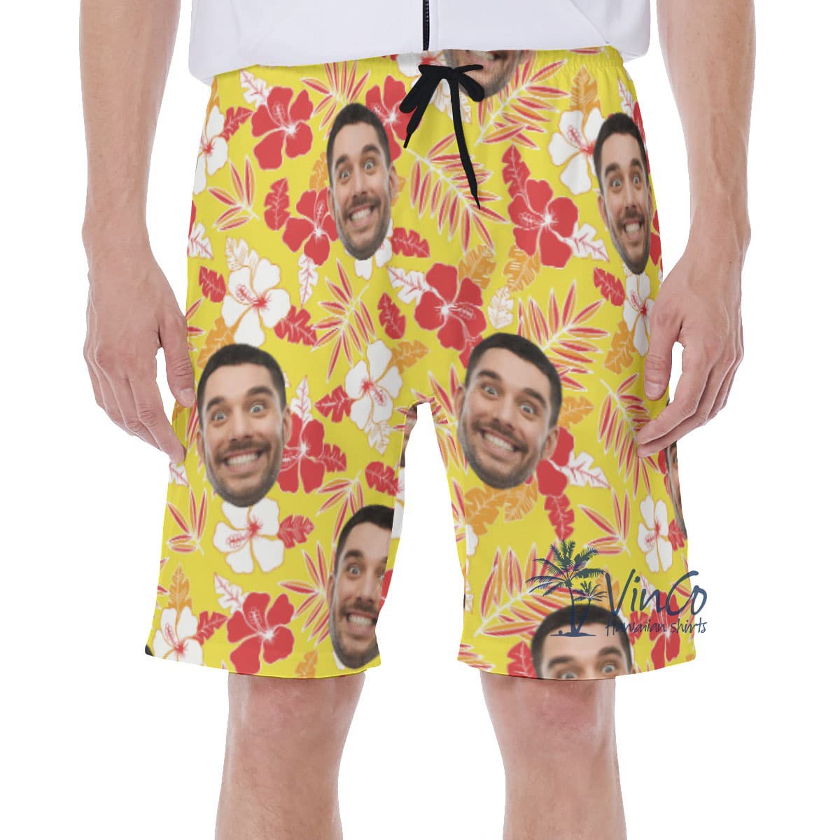 Yellow Hibiscus Custom Face Hawaiian Shorts For Men (3)Yellow Hibiscus Custom Face Hawaiian Shorts For Men (3)