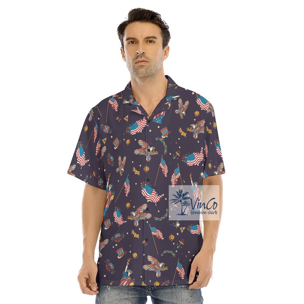 American Eagle Statue of Liberty Men’s Hawaiian Shirt (3)