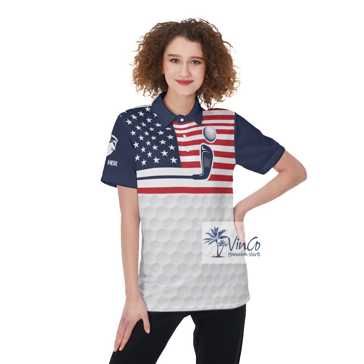 American Eagle Women's Golf Shirt With Custom Name