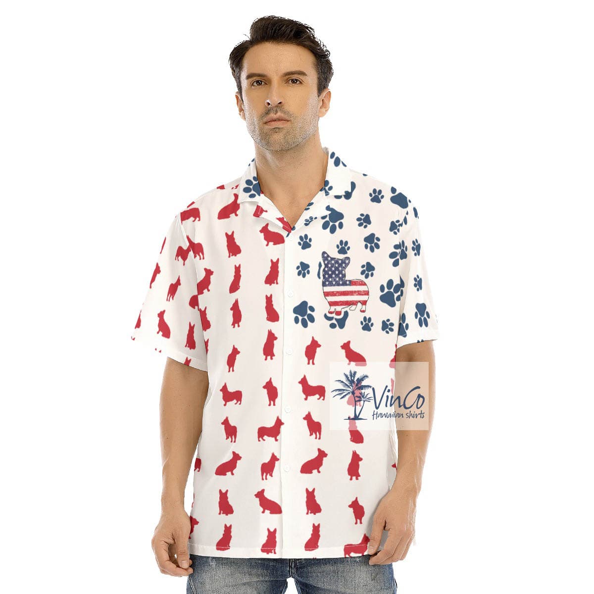American Flag 4th Of July Corgi Hawaiian Shirt