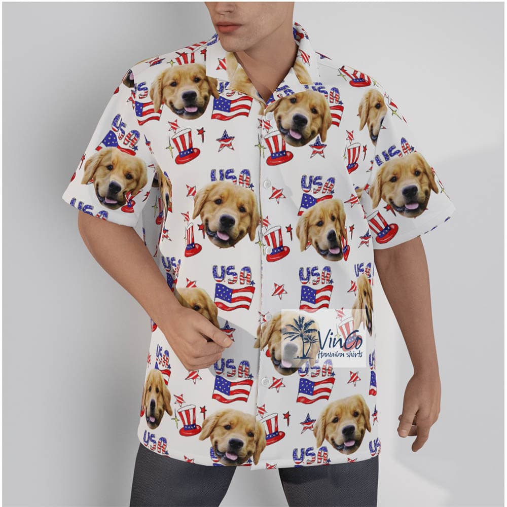 American Flag Your Pet Face Hawaiian Shirt For 4th Of July Patriotic Day (3)