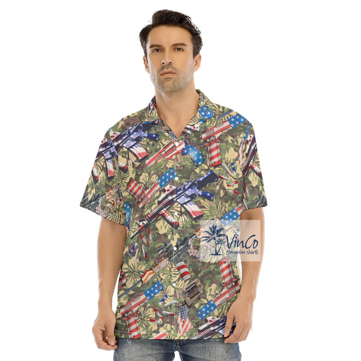 American Tactical Gun Camouflage Hawaiian Shirt For Men (2)