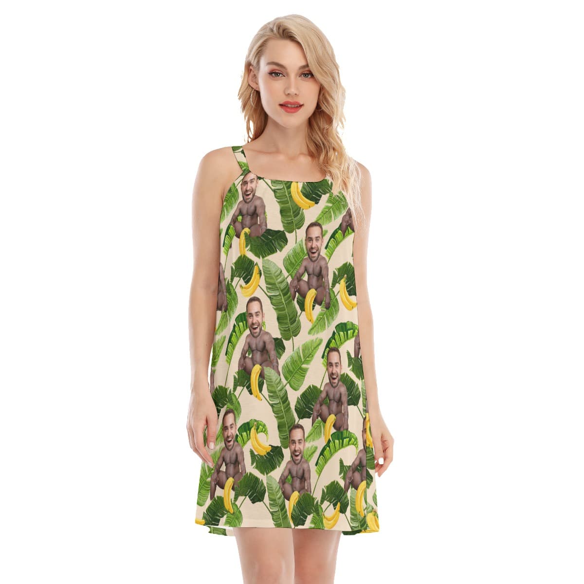 Barry Wood Custom Face Banana Tropical Hawaiian Dress (1)