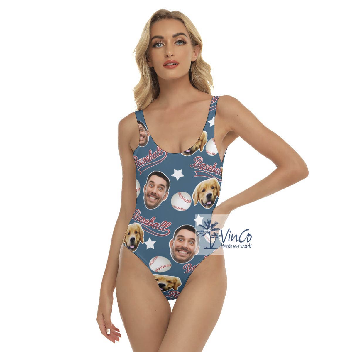 Baseball Hawaiian Swimsuit With Custom Face