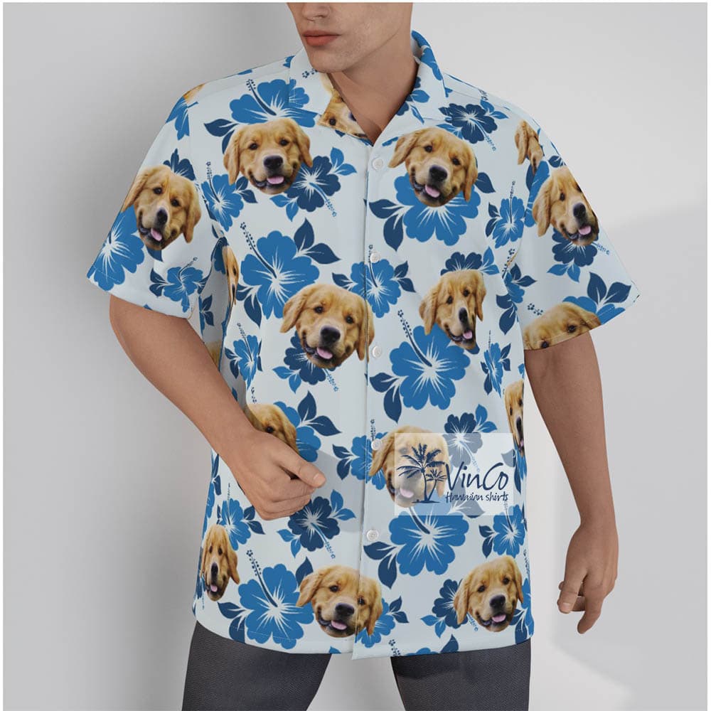 Blue Custom Dog Face Hawaiian Shirt For Summer (2)