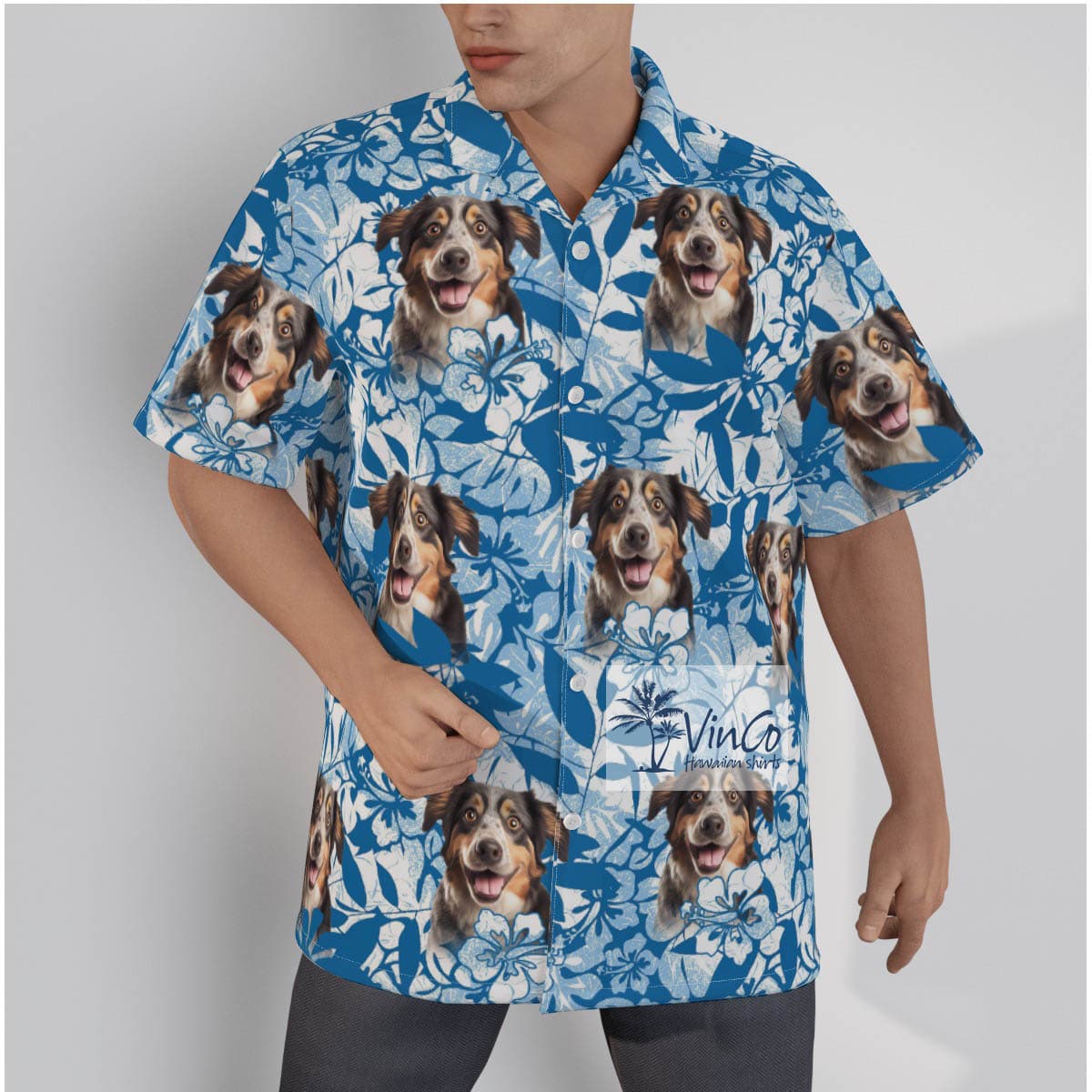 Blue Pet Face Hawaiian Shirt (2)