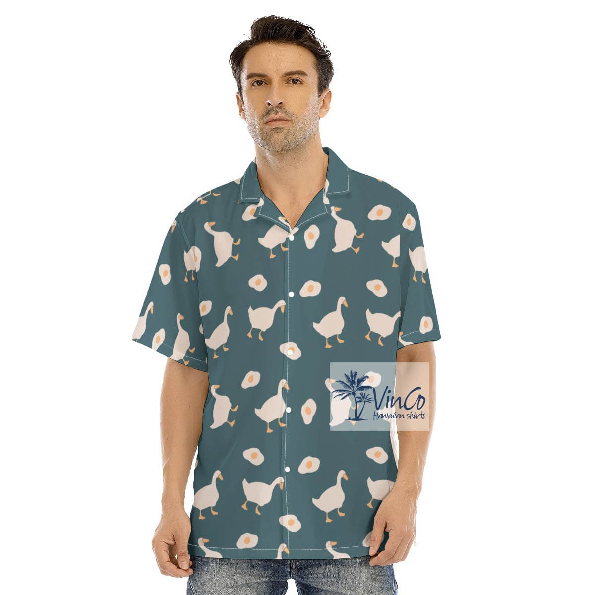 Classic Green Goose Aloha Shirt For Men (2)