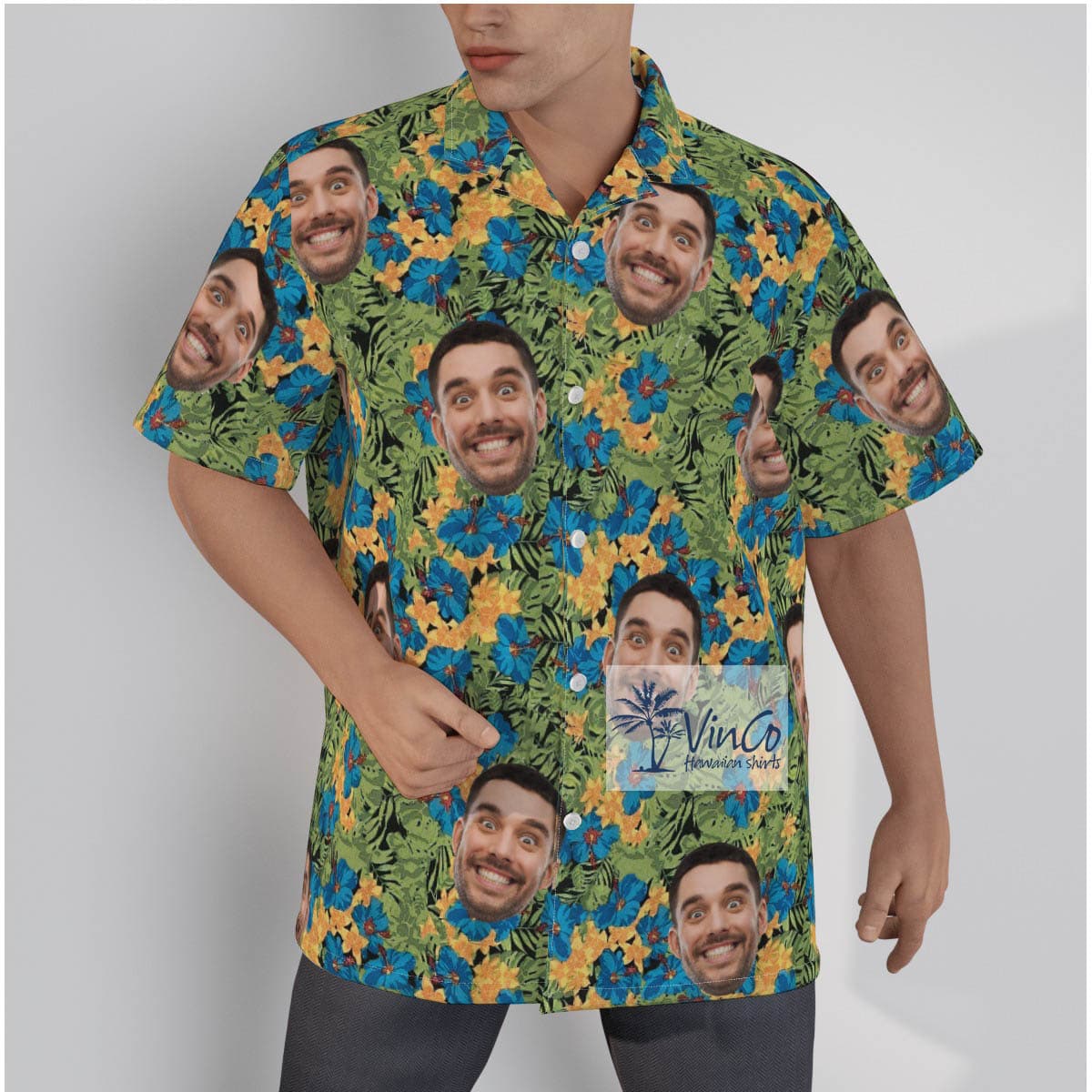 Cool Custom Multiple Face Button Up Hawaiian Shirts For Men (2)