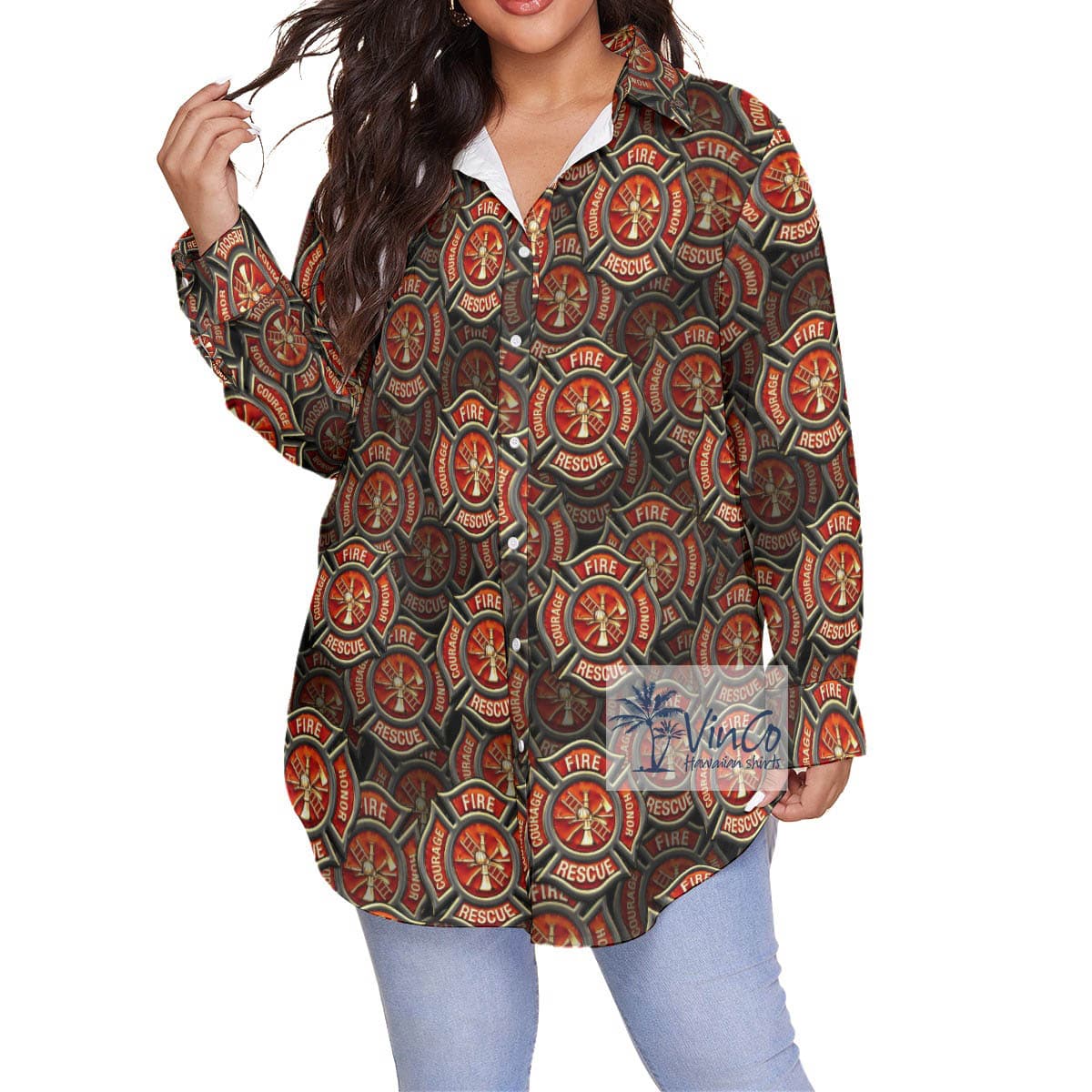 Cool Firefighter Fire Hero Courage Blouse Hawaiian Shirt