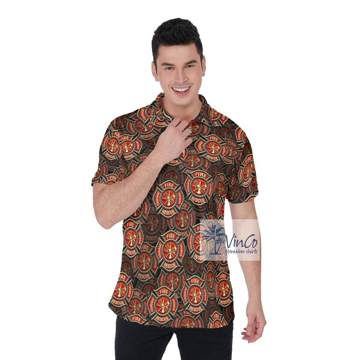 Cool Honor Courage Fire Firefighter Hawaiian Polo Shirt