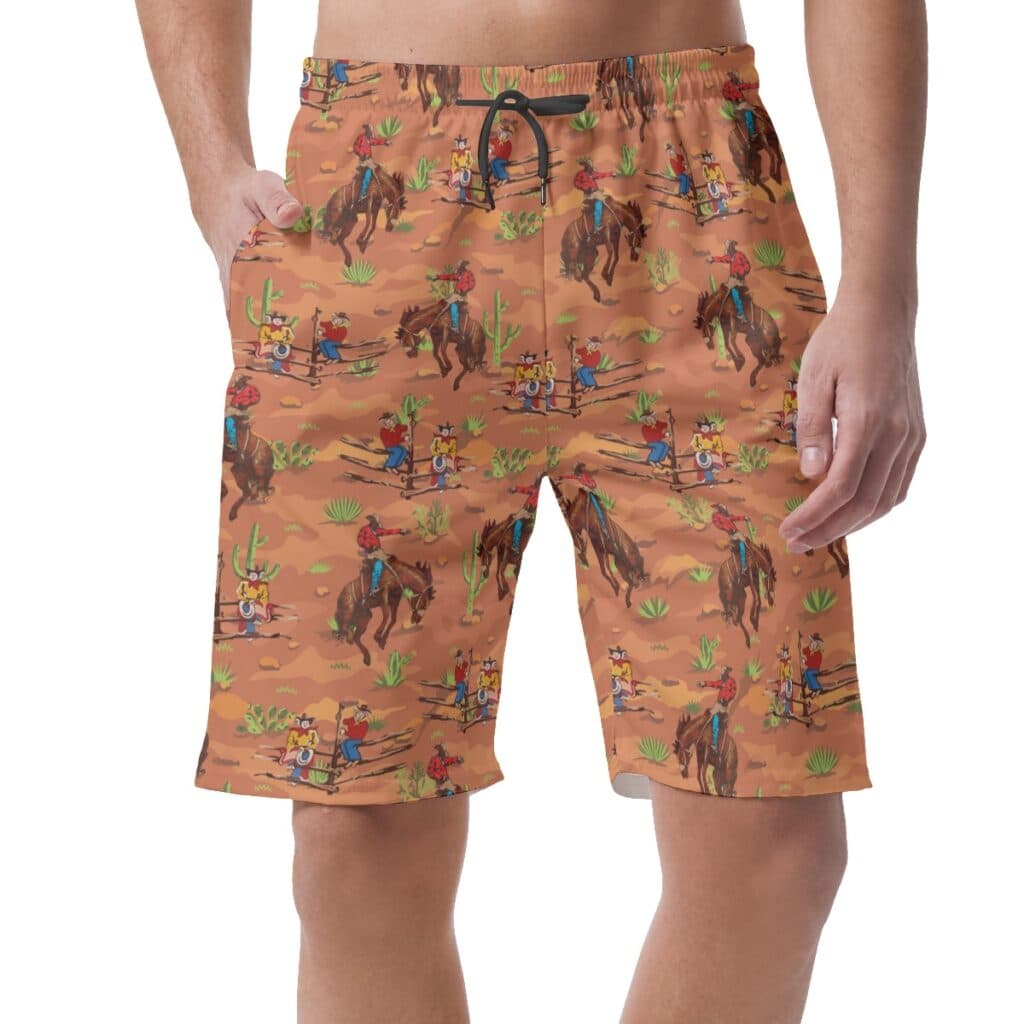 Cool Western Cowboy Hawaiian Summer Shorts For Men (1)