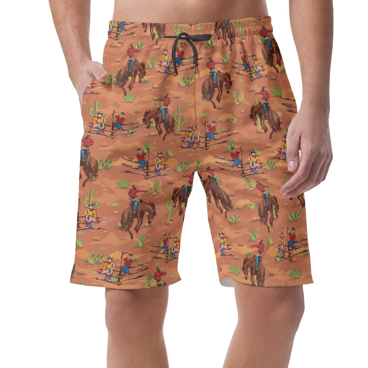 Cool Western Cowboy Hawaiian Summer Shorts For Men (1)