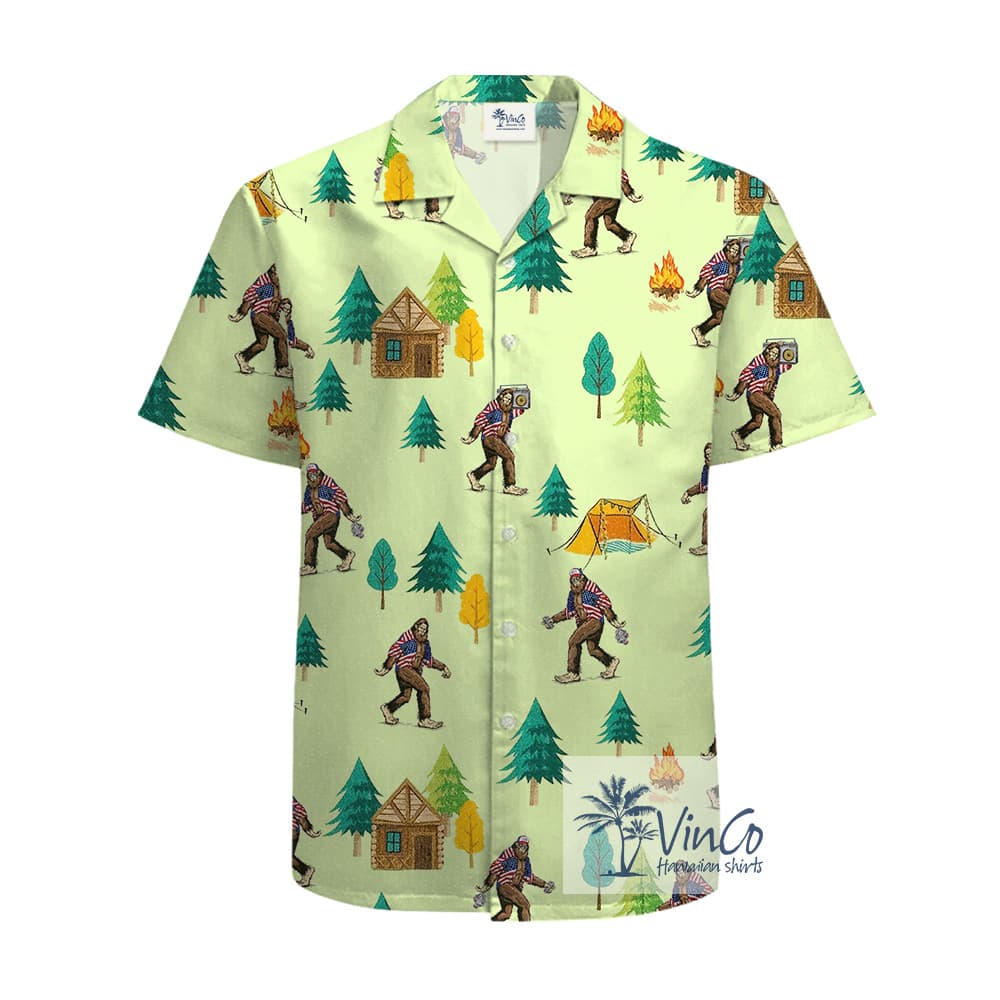 Cotton Bigfoot Camping Hawaiian Shirt For Summer (2)