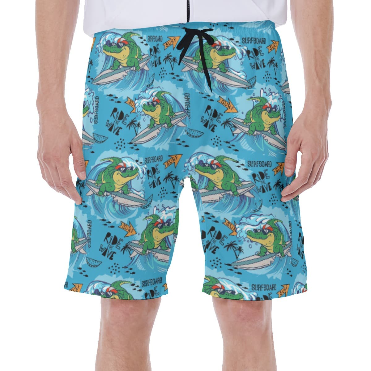 Crocodiles Surf The Wave Hawaiian Swim Trunks