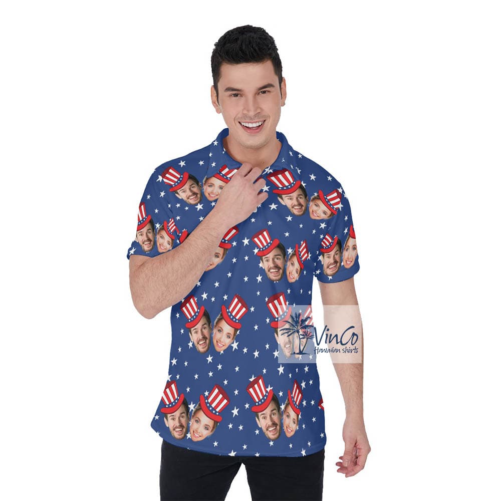 Custom 2 Faces 4th Of July Hawaiian Polo Shirt For Men (2)