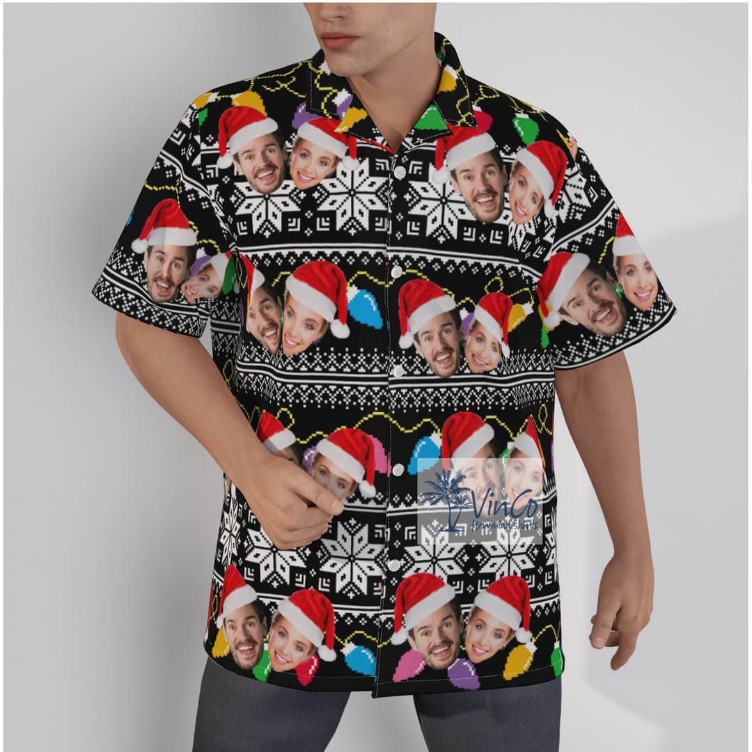Custom 2 Faces Ugly Christmas Button Up Shirt For Men