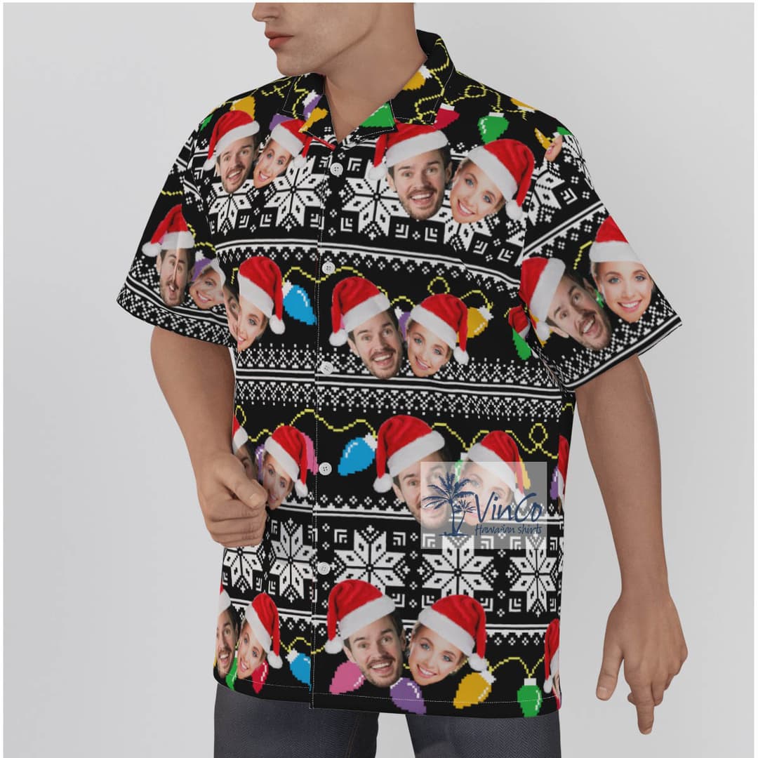 Custom 2 Faces Ugly Christmas Button Up Shirt For Men