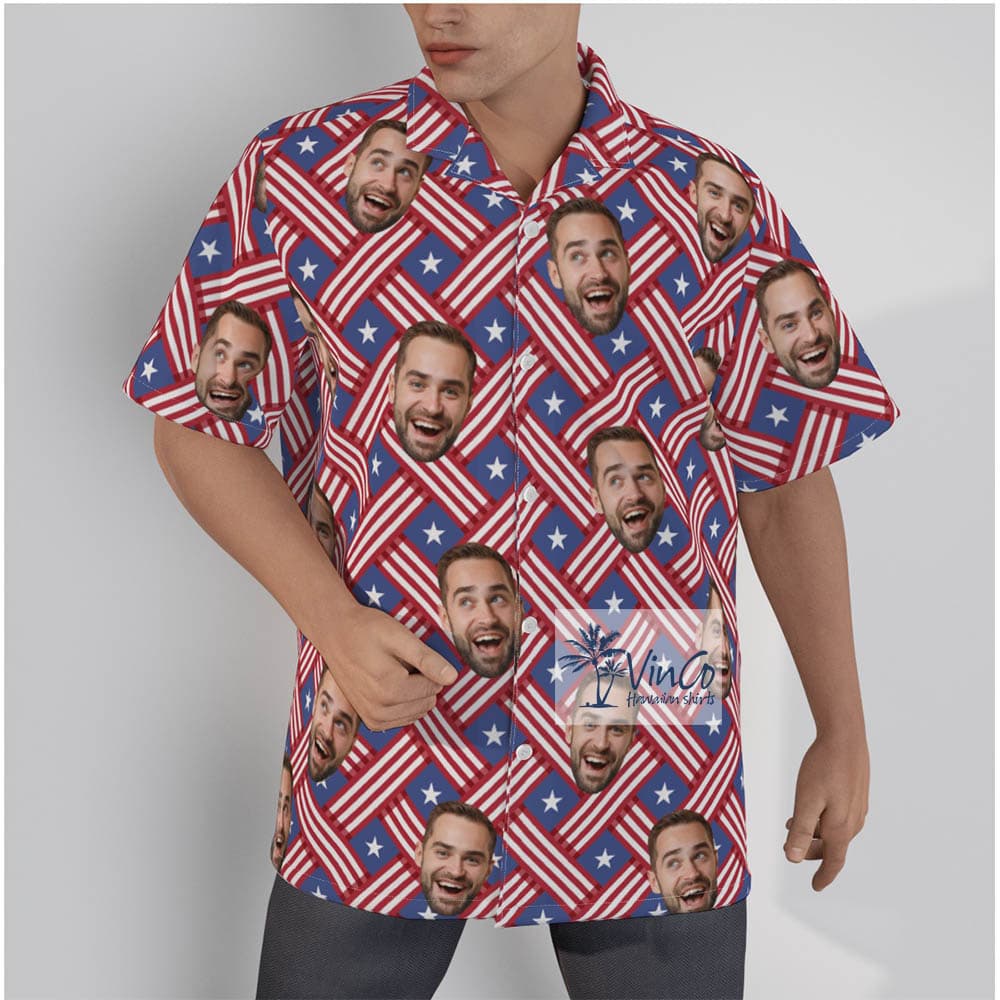 Custom 4th Of July American Hawaiian Shirt With Faces For Independence Day (2)