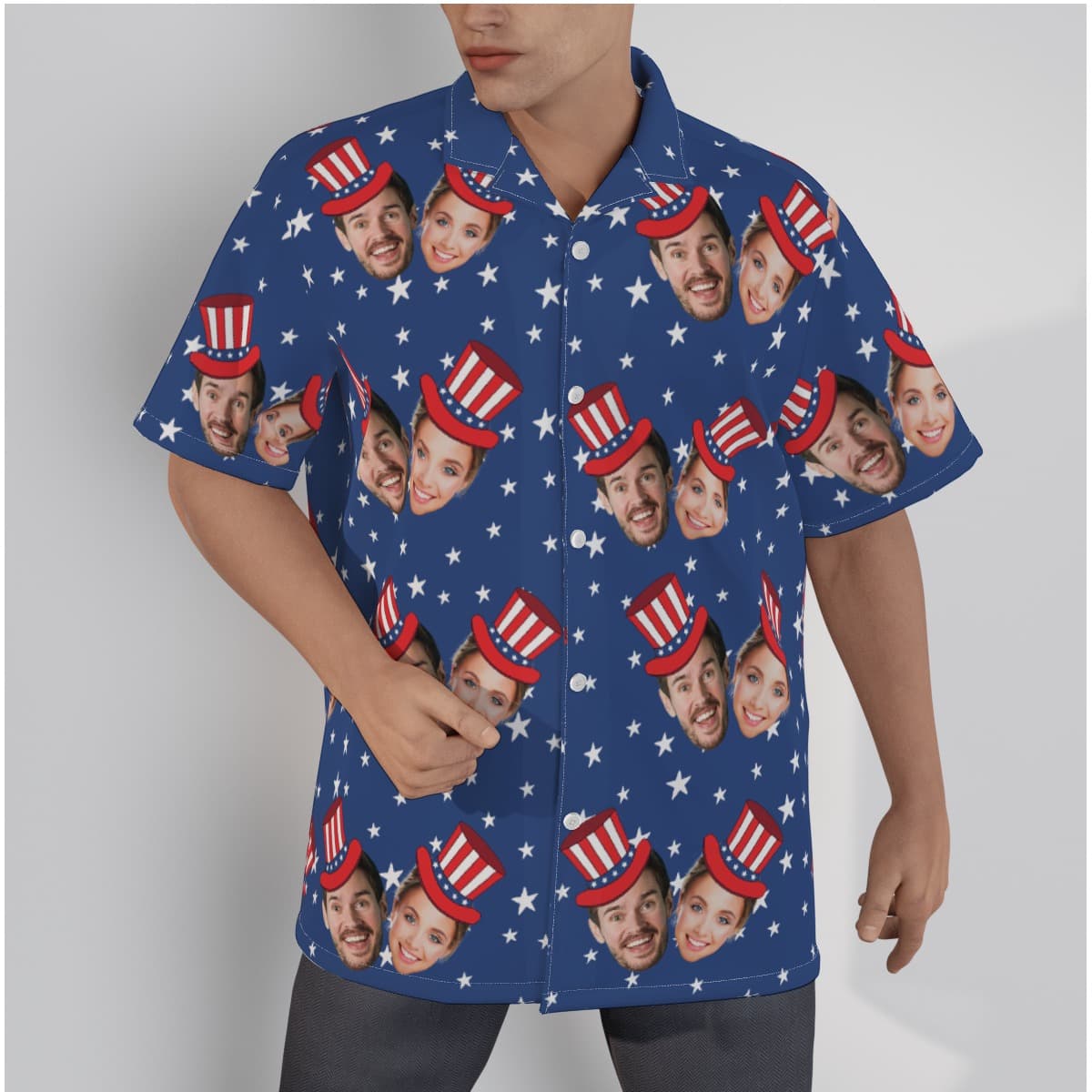 Custom 4th of July Hawaiian Shirt With 2 Faces For Men (1)