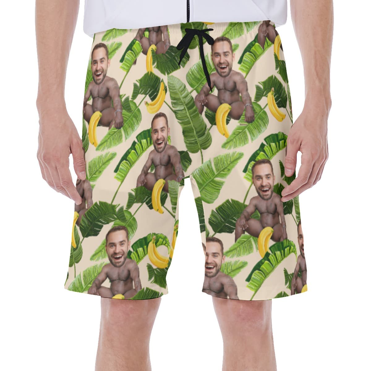 Custom Barry Wood Face Banana Tropical Swim Trunks For Men (1)