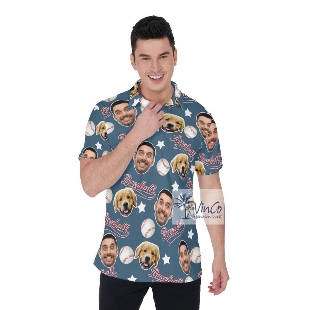 Custom Baseball Hawaiian Polo Shirt With Multiple Faces