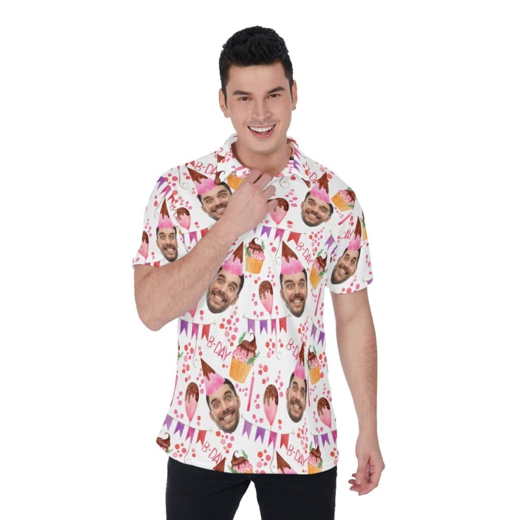 Custom Birthday Boy Face Hawaiian Polo Shirt For Men (1)