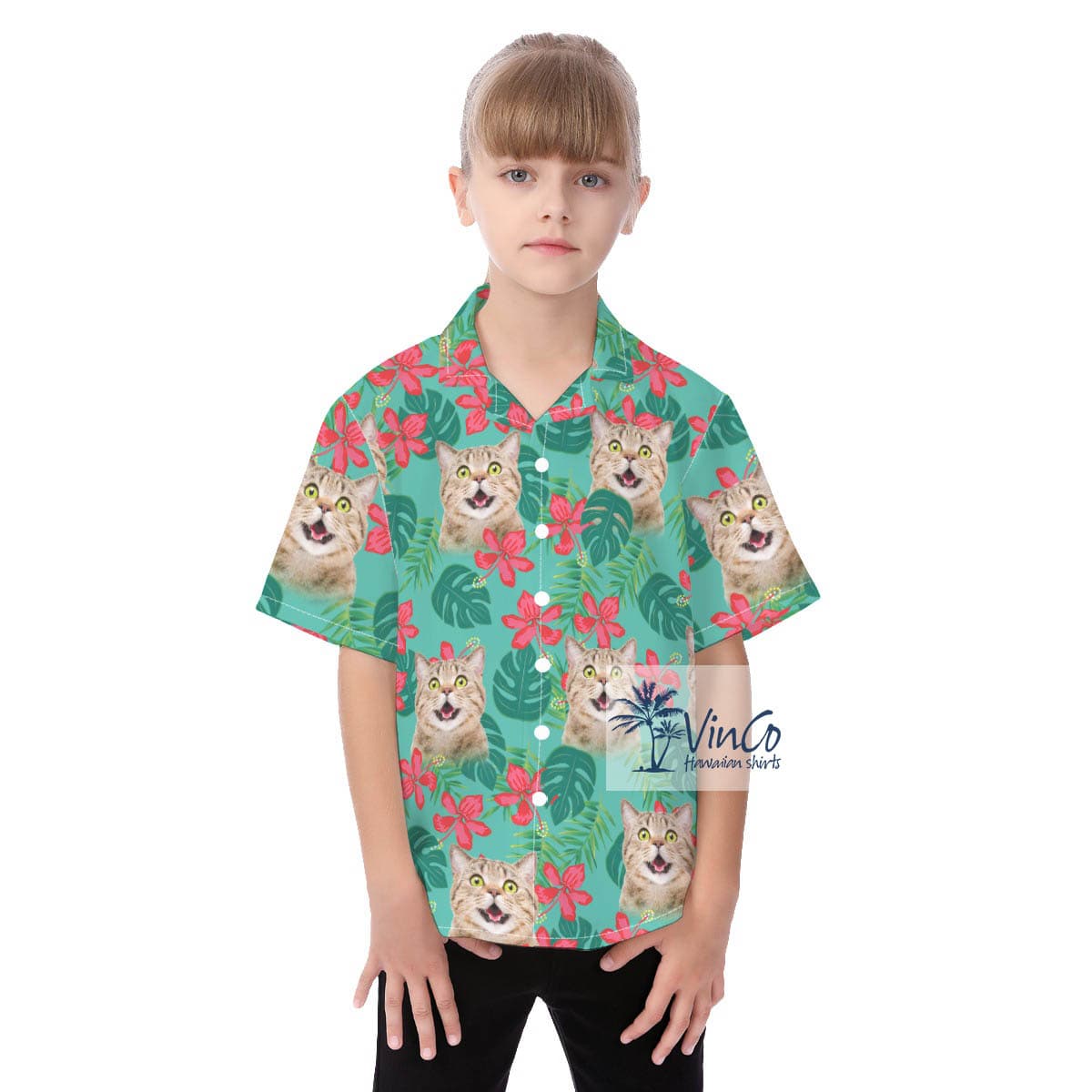 Custom Cat Faces Hawaiian Shirt For Boys And Girls (3)