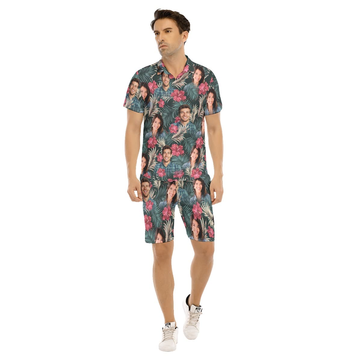 Custom Couple Picture Hawaiian Shirt Set Matching Hawaiian Shirt (1)