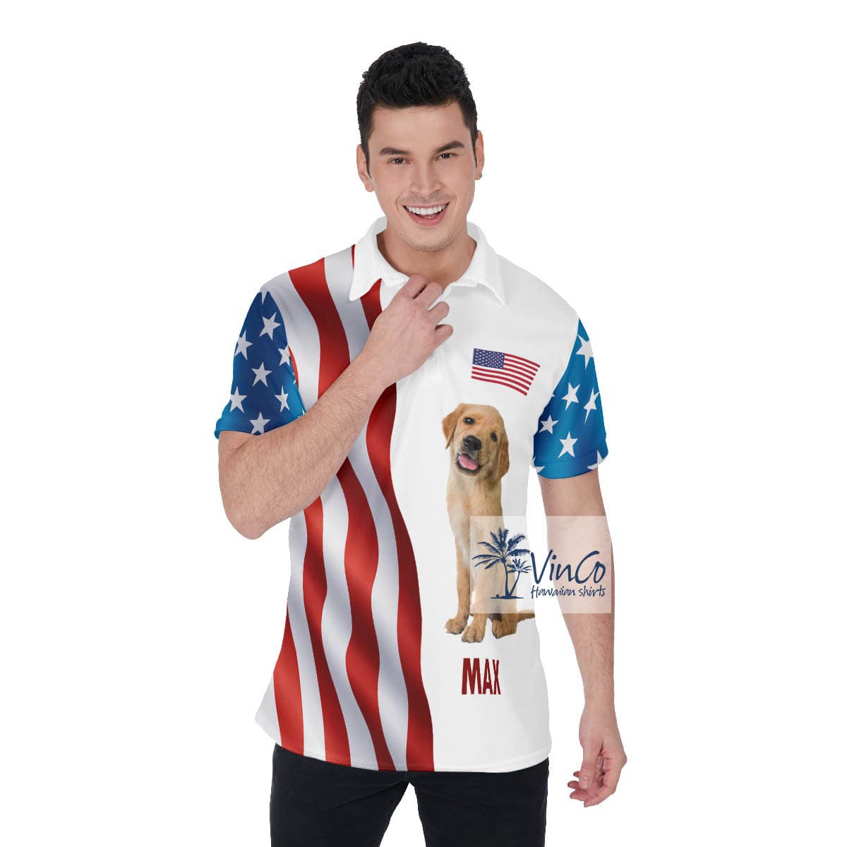 Custom Dog And Name Hawaiian Polo Golf Shirt For Men (2)