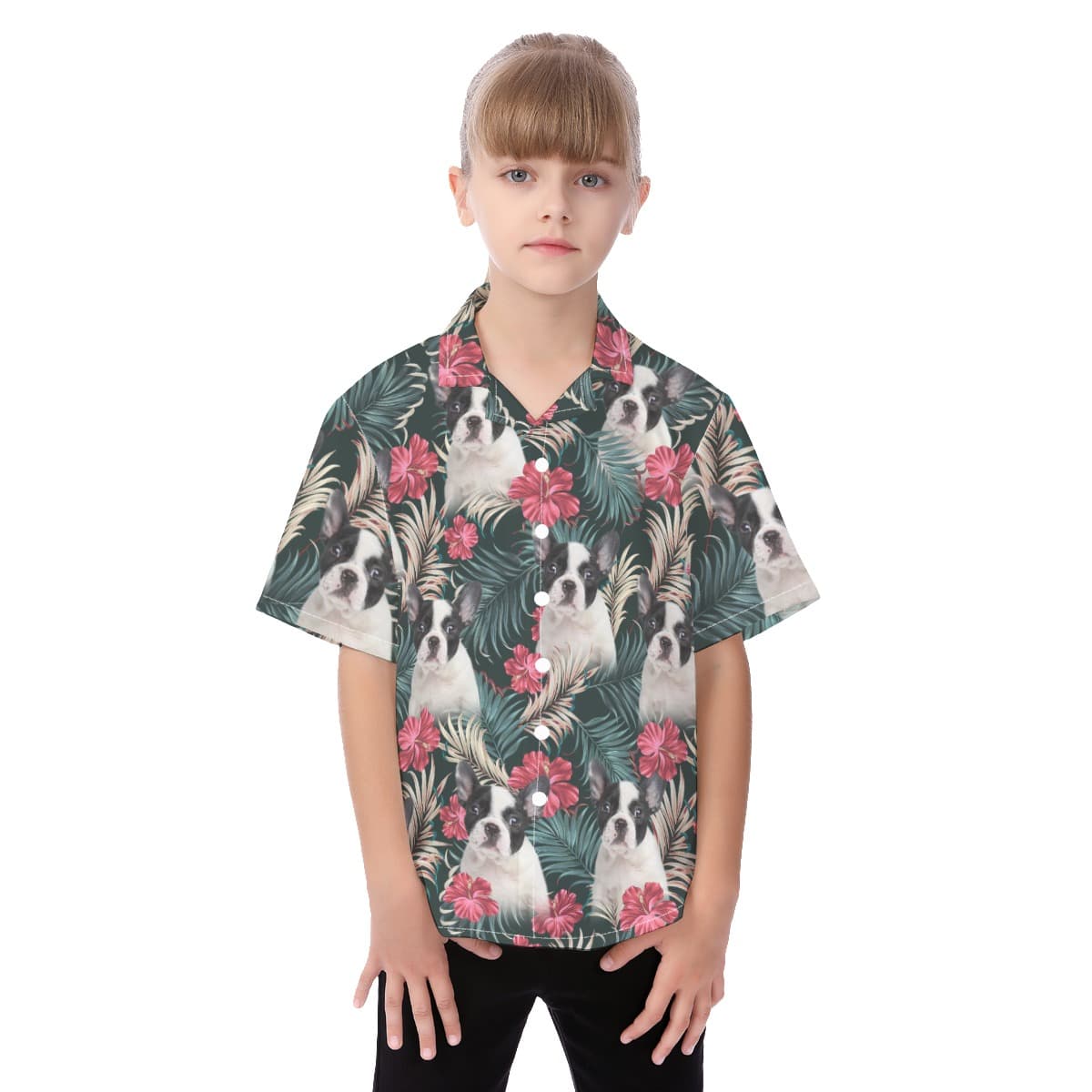 Custom Dog Face Aloha Shirt For Kids (1)