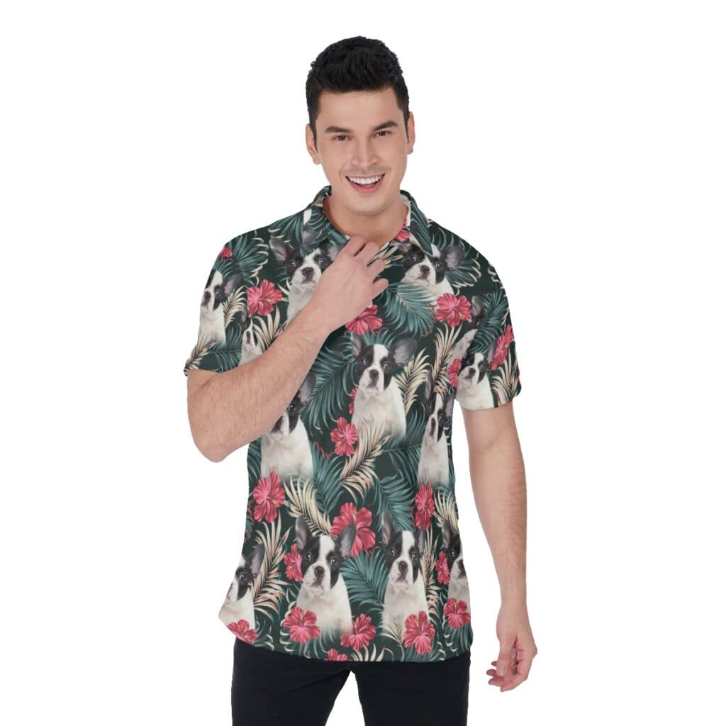 Custom Dog Face Hawaiian Golf Shirt For Men (1)