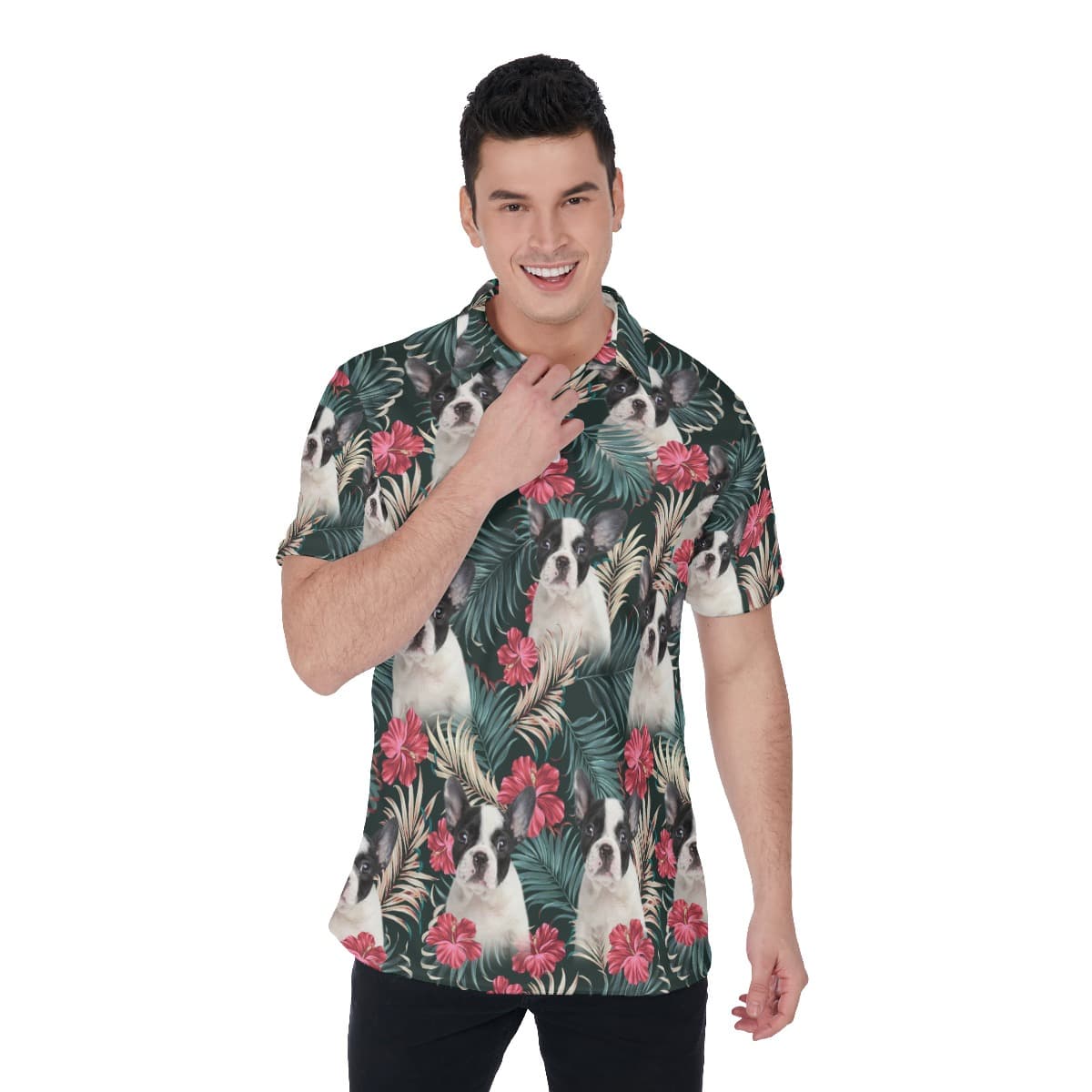 Custom Dog Face Hawaiian Golf Shirt For Men (1)
