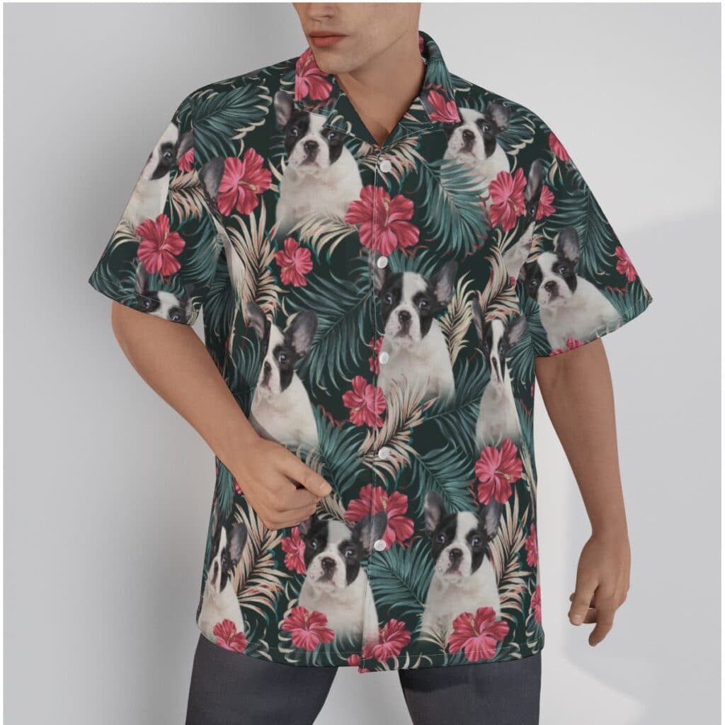 Custom Dog Face Hawaiian Shirt Tropical Print
