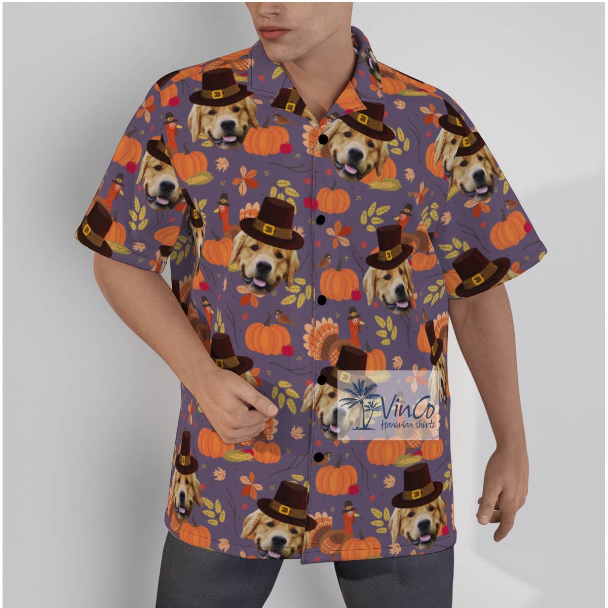 Custom Dog Face Thanksgiving Hawaiian Shirt