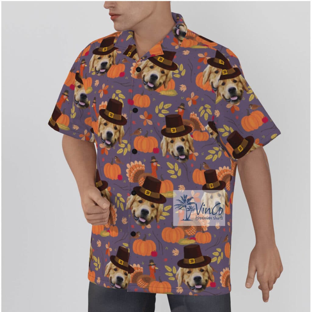 Custom Dog Face Thanksgiving Hawaiian Shirt
