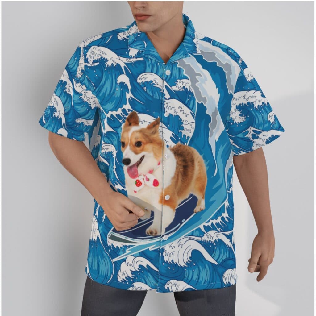 Custom Dog Surfing Hawaiian Shirt For Men