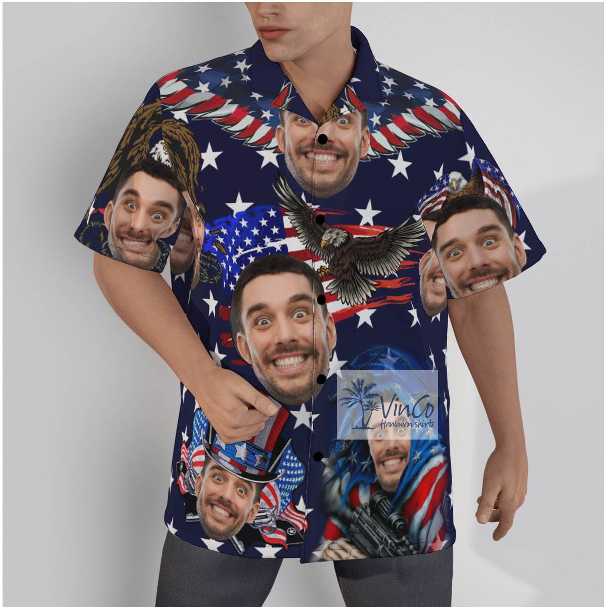 Custom Face American Eagles 4th Of July Hawaiian Shirt