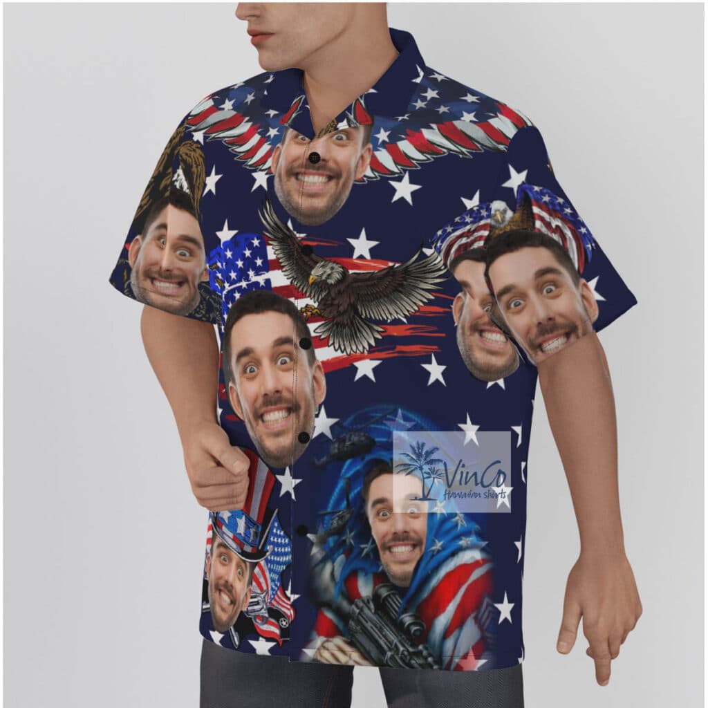 Custom Face American Eagles 4th Of July Hawaiian Shirt