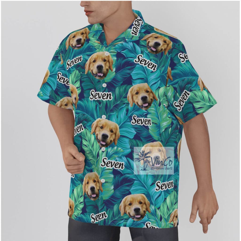 Custom Face And Name Tropical Leave Hawaiian Shirt