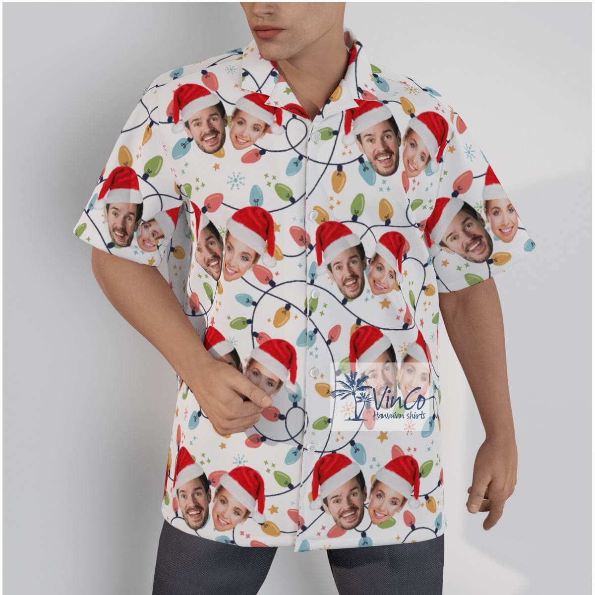 Custom Face Christmas Hawaiian Shirt With 2 Faces (2)