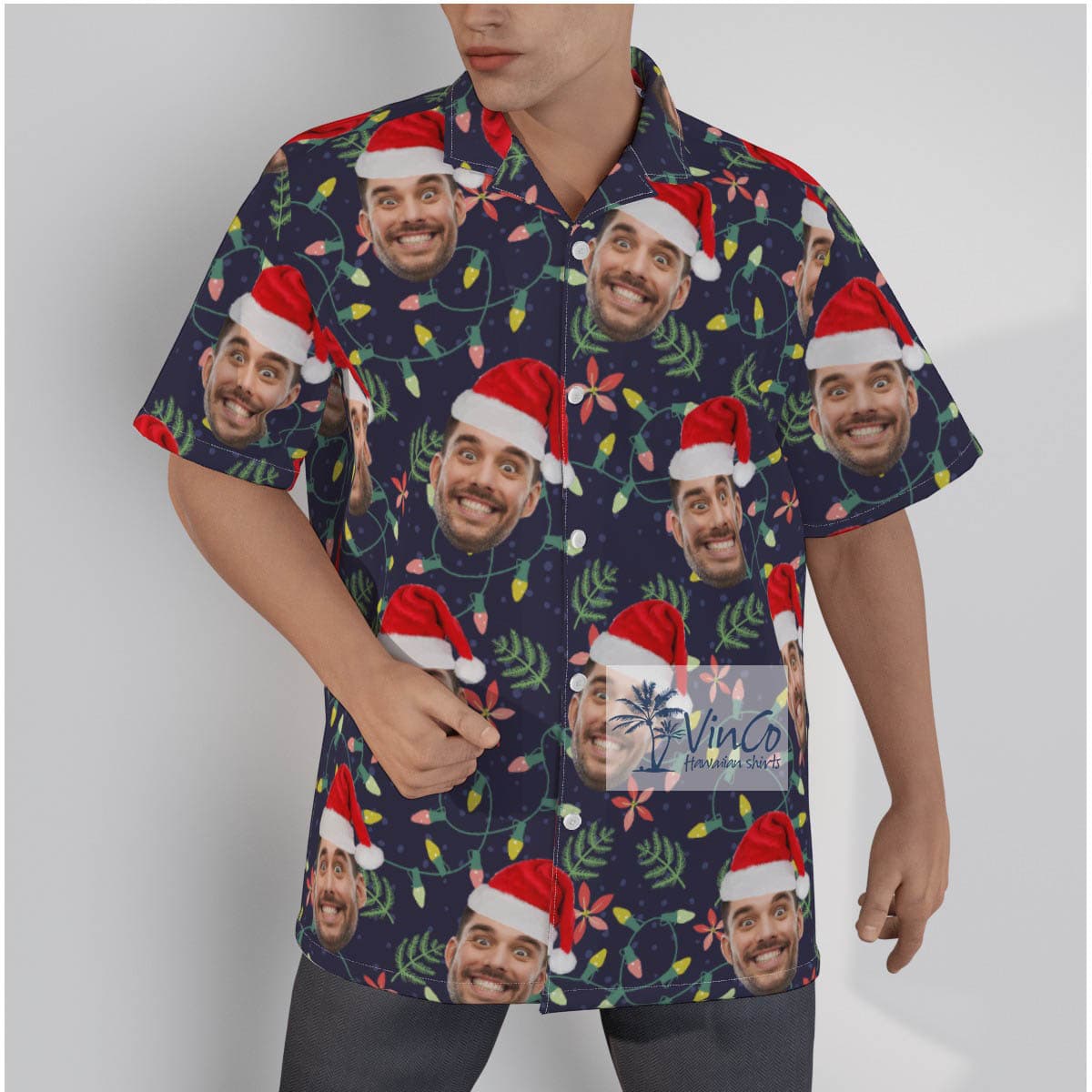 Custom Face Christmas Men’s All Over Print Hawaiian Shirt (2)