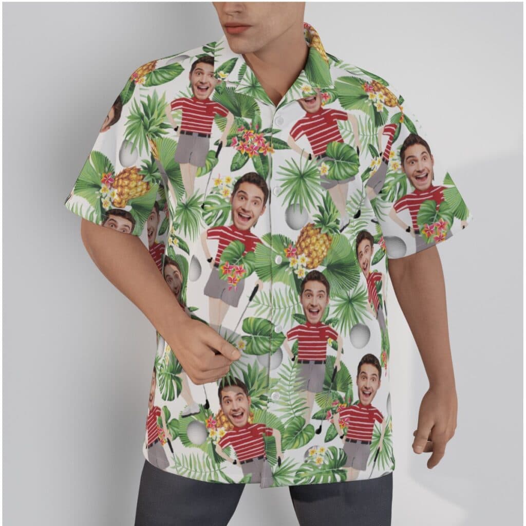 Custom Face Golf Player Tropical Shirt For Men