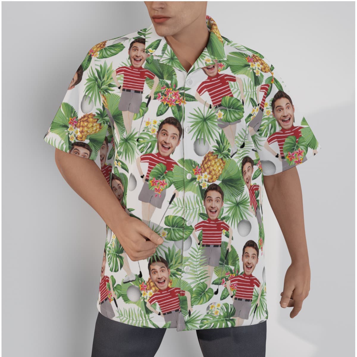 Custom Face Golf Player Tropical Shirt For Men