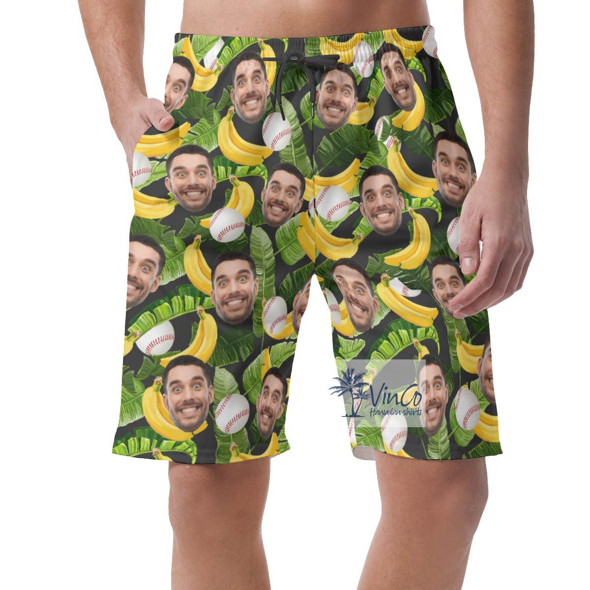 Custom Face Hawaiian Beach Shorts Tropical Banana Baseball