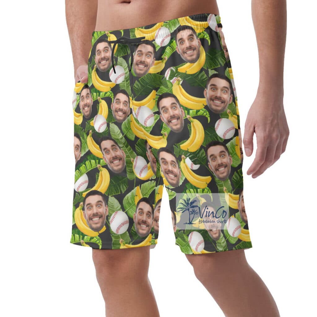 Custom Face Hawaiian Beach Shorts Tropical Banana Baseball